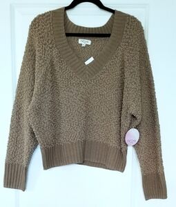 Oatmeal Brown Beige Soft Cozy Snuggle pullover popcorn knit Sweater size XL